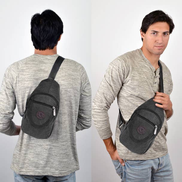 Charcoal Crossbody Canvas Sling Backpack with Strap
