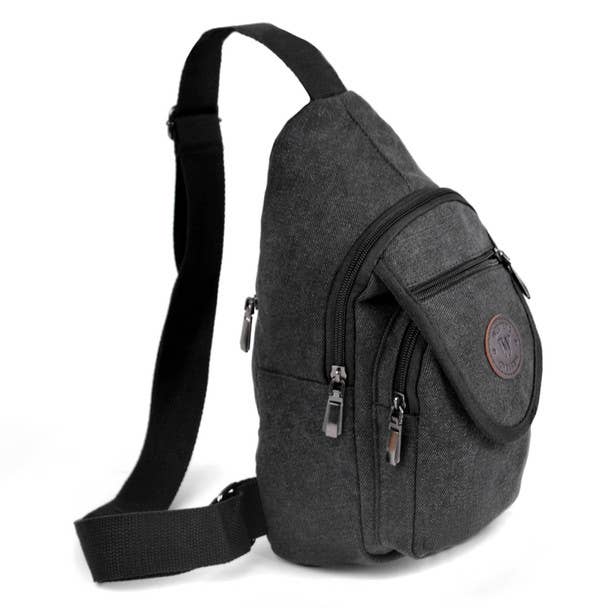Charcoal Crossbody Canvas Sling Backpack with Strap