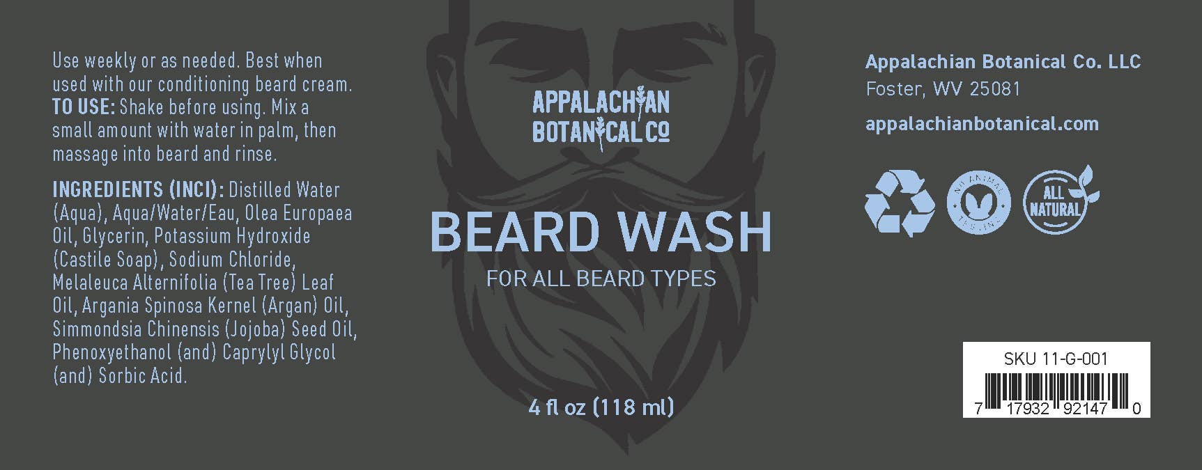 Botanical Beard Wash: pH-Balanced Non-Foaming Cleanser