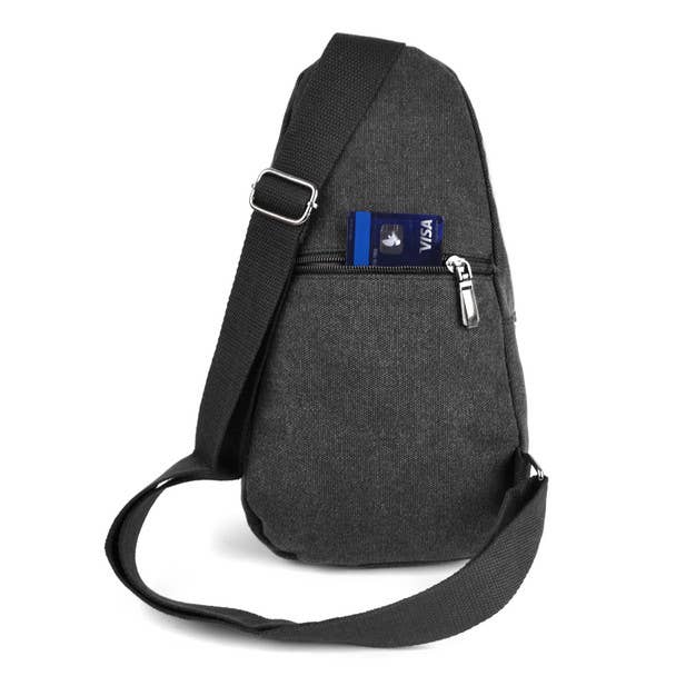 Charcoal Crossbody Canvas Sling Backpack with Strap