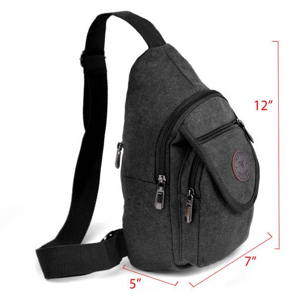 Charcoal Crossbody Canvas Sling Backpack with Strap