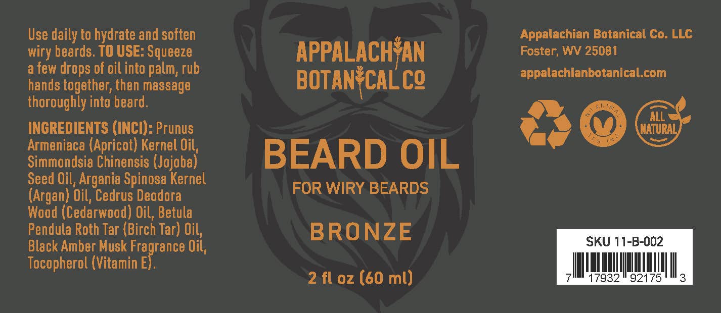Bronze Beard Oil: Botanical Softener for Wiry/Curly Hair